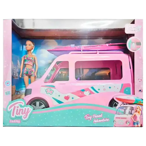 MUNIECA TINY CON SU CAMIONETA VIAJERA