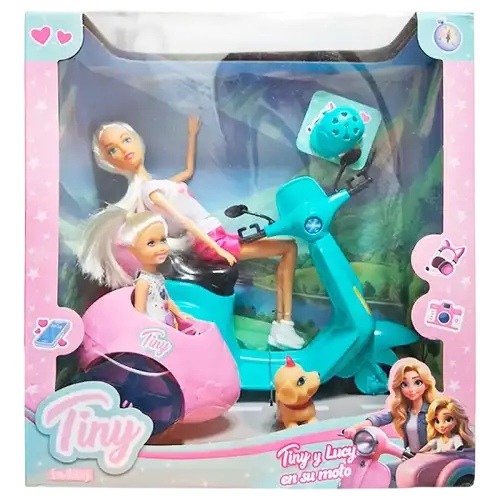 MUNIECA TINY Y LUCY EN SU MOTO