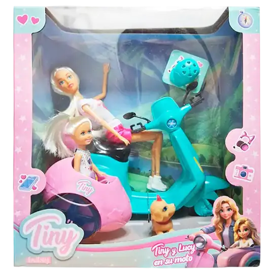MUNIECA TINY Y LUCY EN SU MOTO