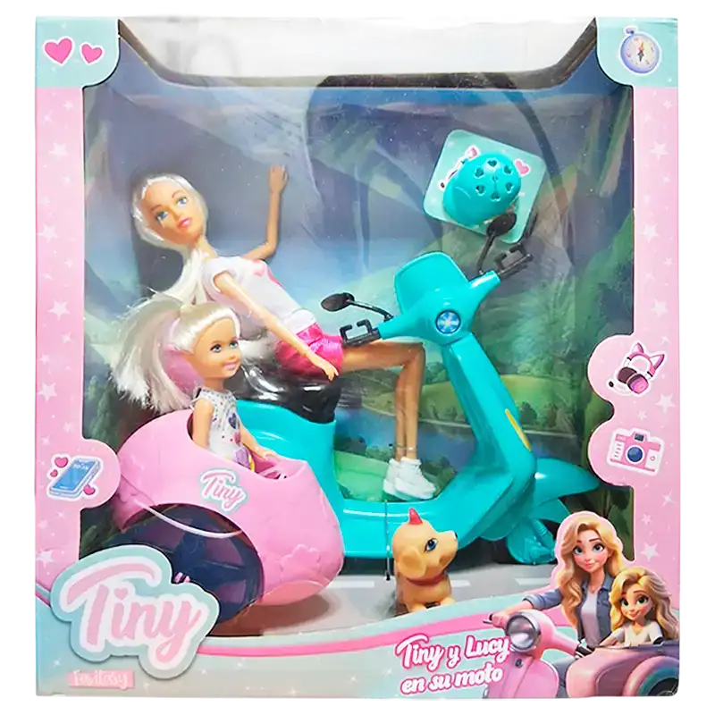 MUNIECA TINY Y LUCY EN SU MOTO