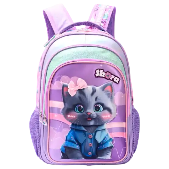 MOCHILA HAPPY PETS GATITA GRIS CON LLAVERO