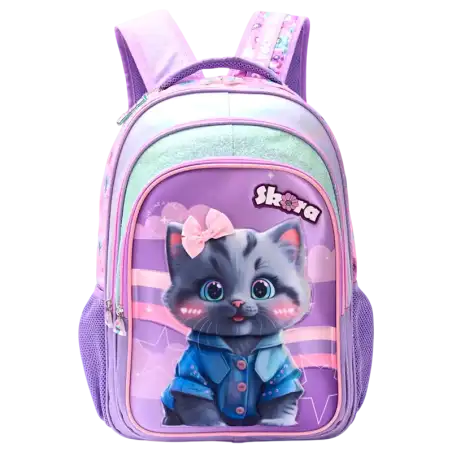 MOCHILA HAPPY PETS GATITA GRIS CON LLAVERO