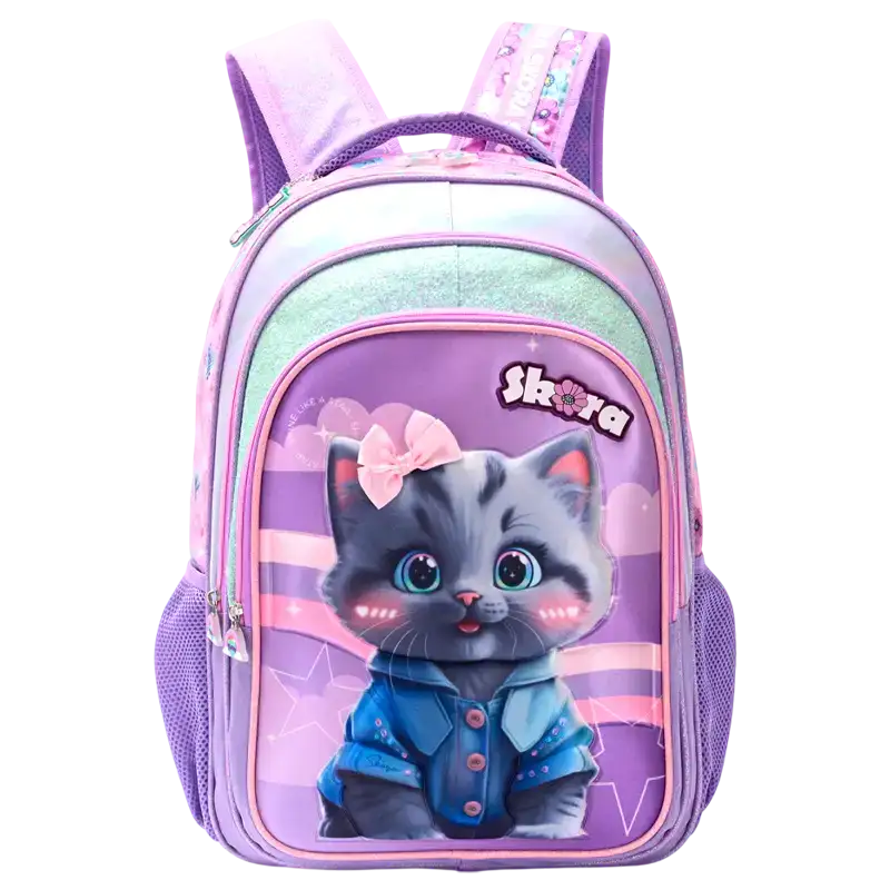MOCHILA HAPPY PETS GATITA GRIS CON LLAVERO