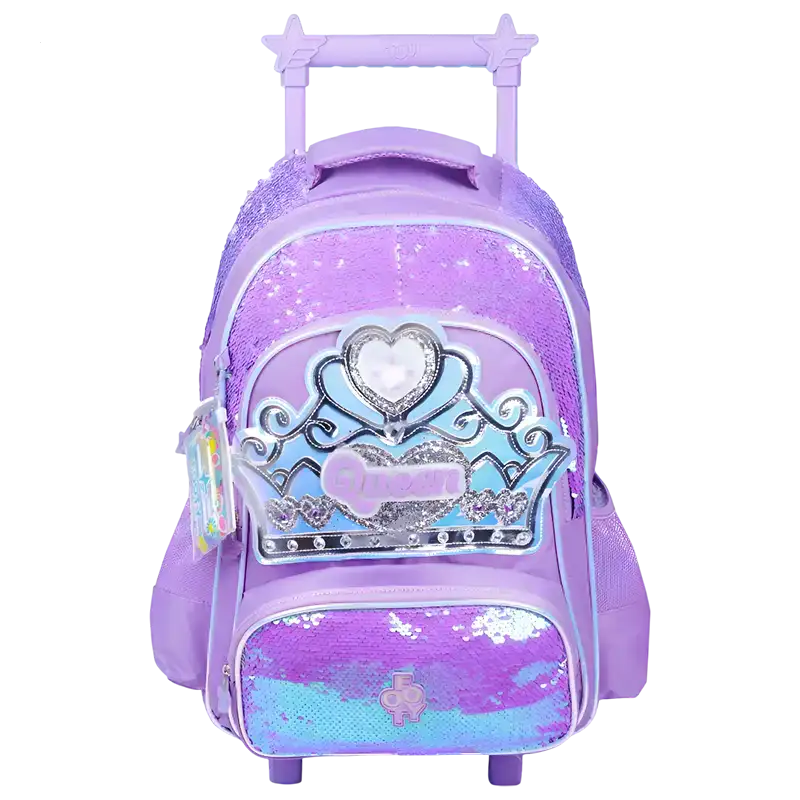 MOCHILA CON CARRO 18 C/LUZ QUEEN LILA