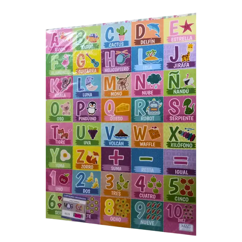 CARTULINA DECORADA LETRAS Y NUMEROS MAG