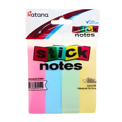 NOTAS ADHESIVAS PASTEL 19X76MM X4PCS KATANA