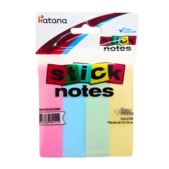 NOTAS ADHESIVAS PASTEL 19X76MM X4PCS KATANA