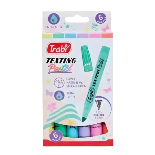 RESALTADOR TEXTING PASTEL X6 SURTIDO TRABI
