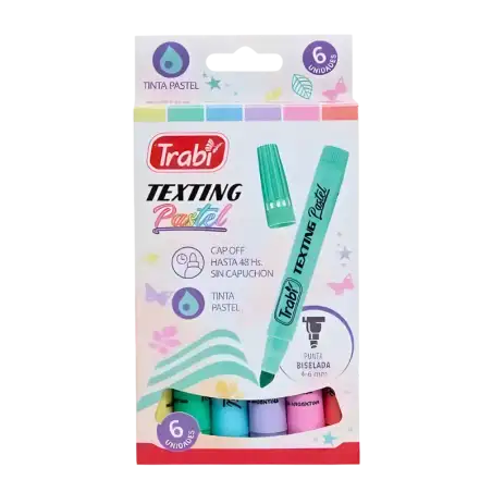 RESALTADOR TEXTING PASTEL X6 SURTIDO TRABI