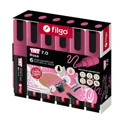 MARCADOR PINTURA AL AGUA TNT 7.0 ROSA X1 FILGO