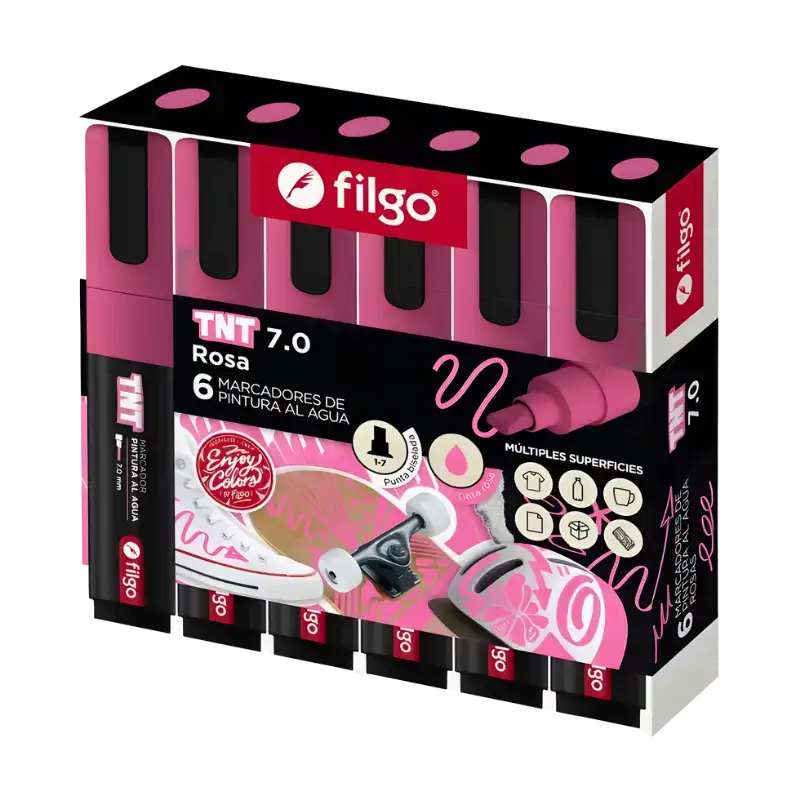 MARCADOR PINTURA AL AGUA TNT 7.0 ROSA X1 FILGO