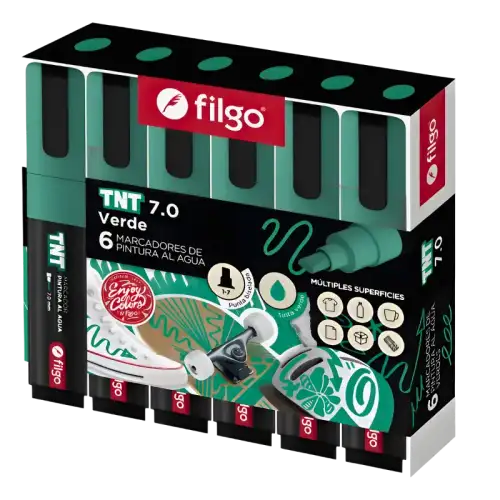 MARCADOR PINTURA AL AGUA TNT 7.0 VERDE 1 FILGO