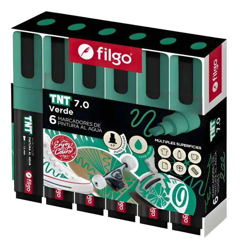 MARCADOR PINTURA AL AGUA TNT 7.0 VERDE 1 FILGO