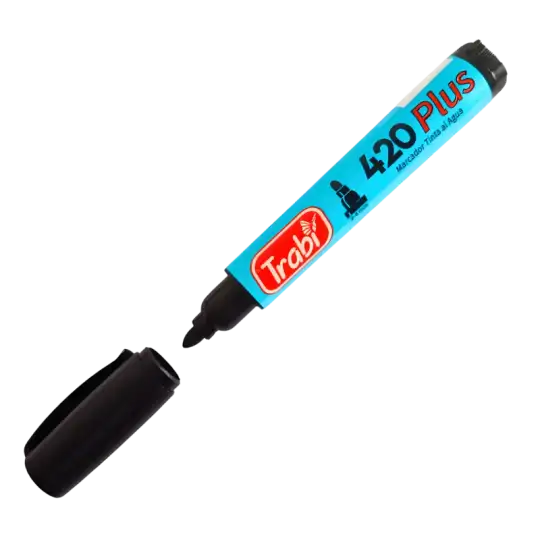 MARCADOR AL AGUA 420 NEGRO TRABI