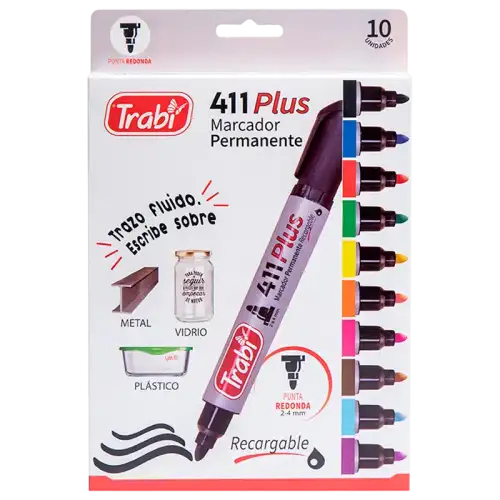 MARCADOR PERMANENTE 411 X10 TRABI