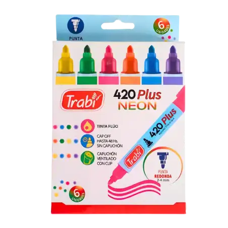MARCADOR AL AGUA 420 X6 FLUOR SURTIDOS TRABI