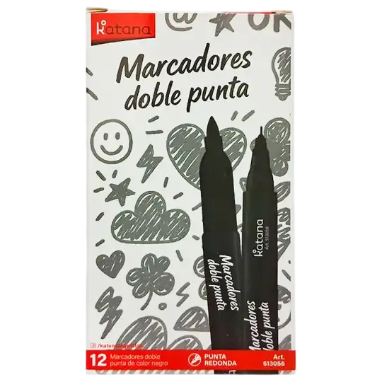 MARCADOR PERMANENTE DOBLE PUNTA NEGRO KATANA