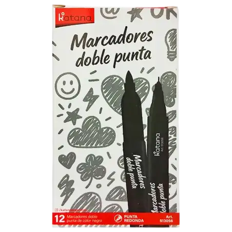 MARCADOR PERMANENTE DOBLE PUNTA NEGRO KATANA