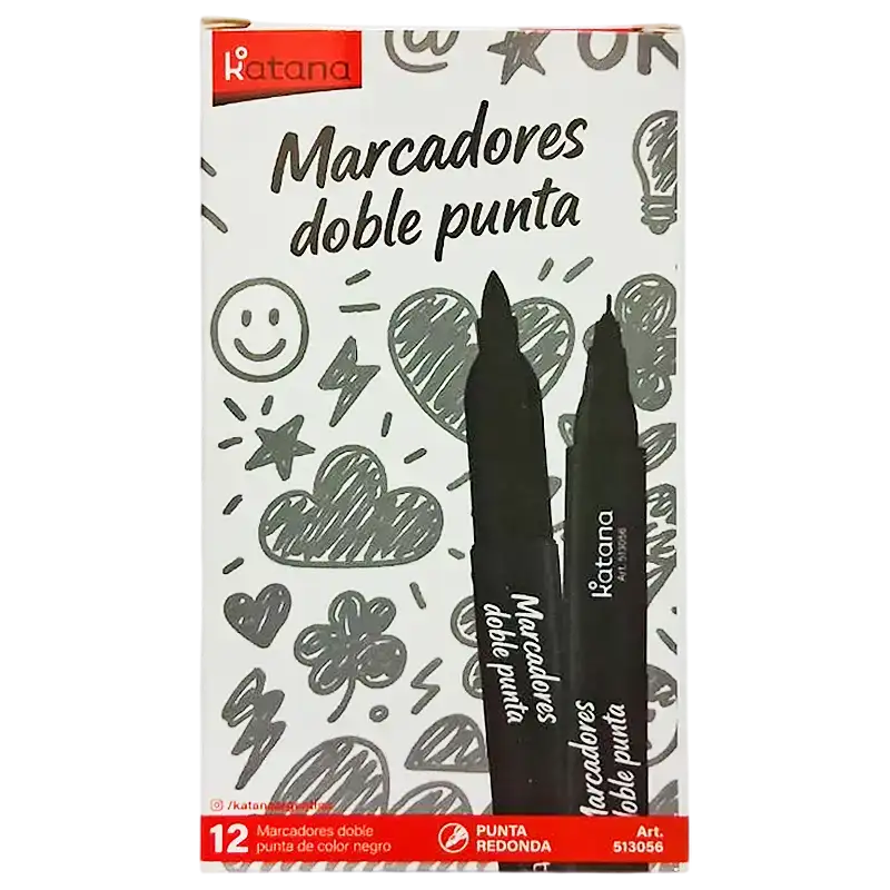 MARCADOR PERMANENTE DOBLE PUNTA NEGRO KATANA