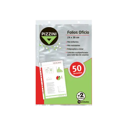 FOLIOS PIZZINI OFICIO 50 MICRONES X10