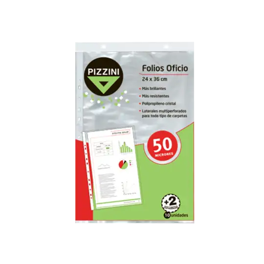 FOLIOS PIZZINI OFICIO 50 MICRONES X10