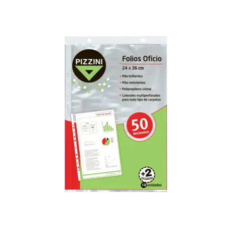 FOLIOS PIZZINI OFICIO 50 MICRONES X10