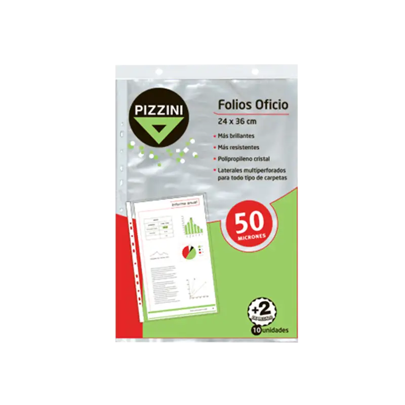 FOLIOS PIZZINI OFICIO 50 MICRONES X10
