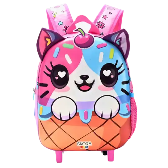 MOCHILA CARRO KAWAII TERMOFORMADA GATITO 12PULG