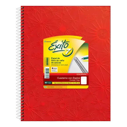 CUADERNO E7 FORRADO ROJO 60 H RAY EXITO