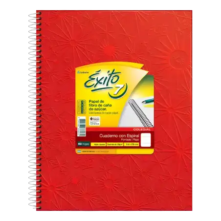 CUADERNO E7 FORRADO ROJO 60 H RAY EXITO