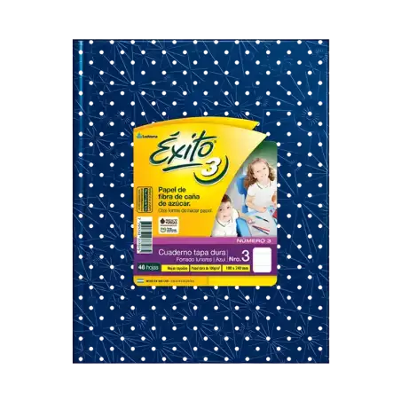 CUADERNO E3 19X23 LUNARES AZUL 48H RAY EXITO
