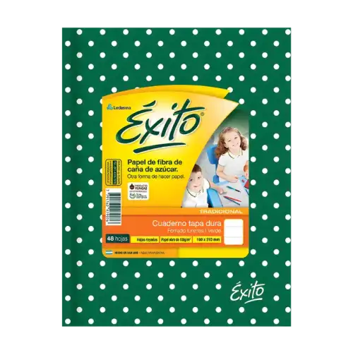 CUADERNO E3 19X23 LUNARES VERDE 48 H RAY EXITO