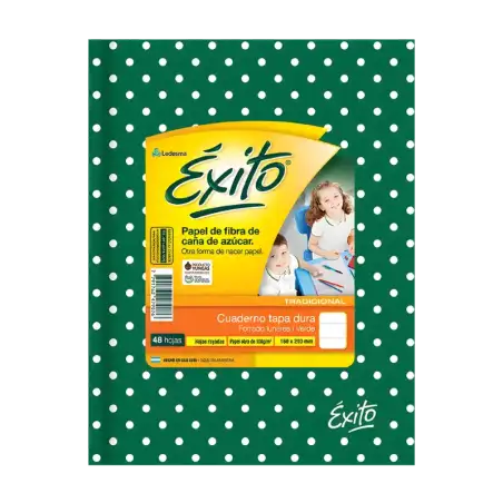 CUADERNO E3 19X23 LUNARES VERDE 48 H RAY EXITO