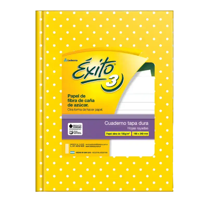 CUADERNO E3 19X23 LUNARES AMARILLO 48H RAY EXITO
