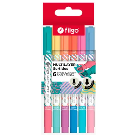 RESALTADOR CREATIVO DOBLE PUNTA MULTILAYER X6 FILG