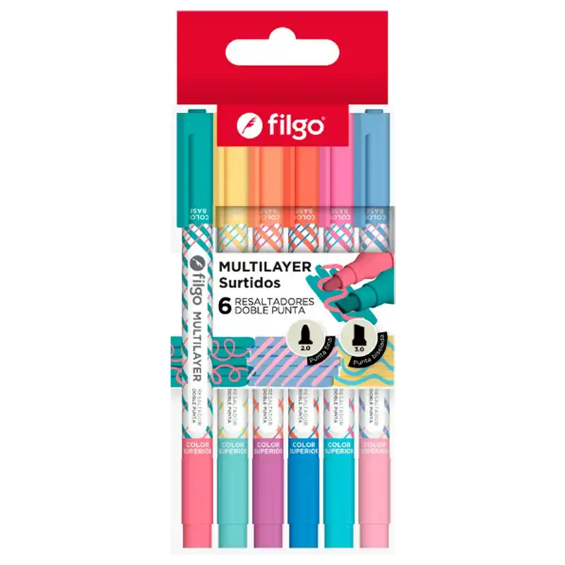 RESALTADOR CREATIVO DOBLE PUNTA MULTILAYER X6 FILG