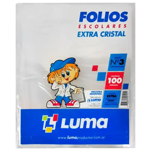 FOLIO ESCOLAR EXTRA CRISTAL X100 LUMA