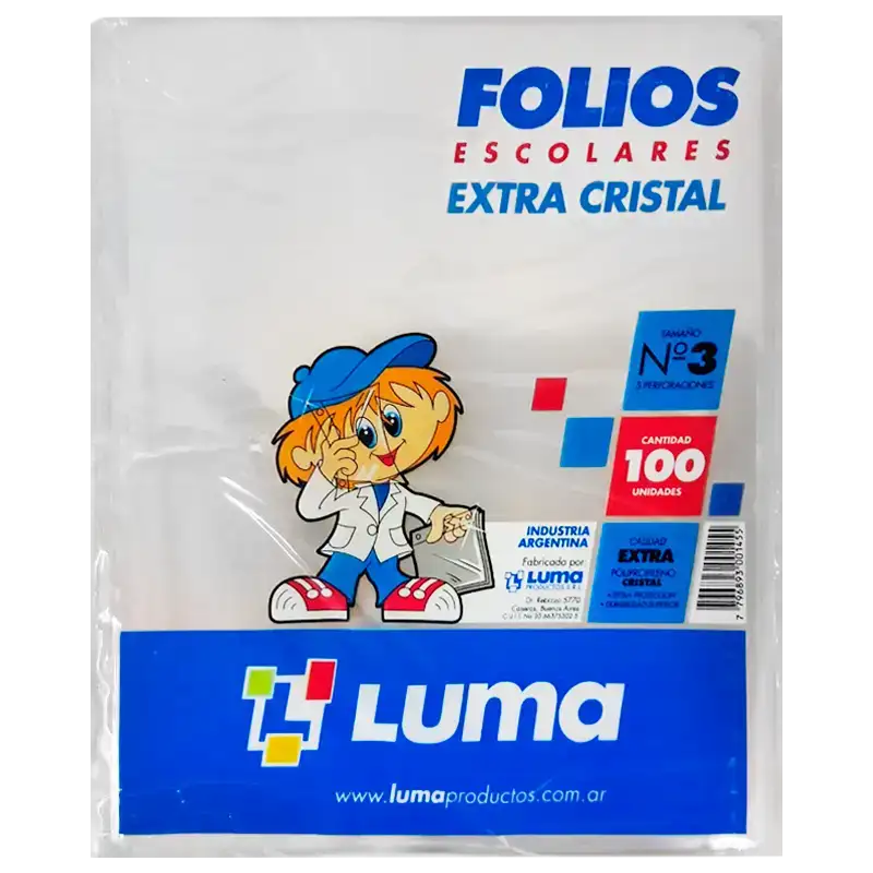 FOLIO ESCOLAR EXTRA CRISTAL X100 LUMA