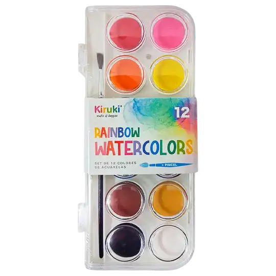 ACUARELAS KIRUKI COLORES CLASICOS X12 CON PINCEL
