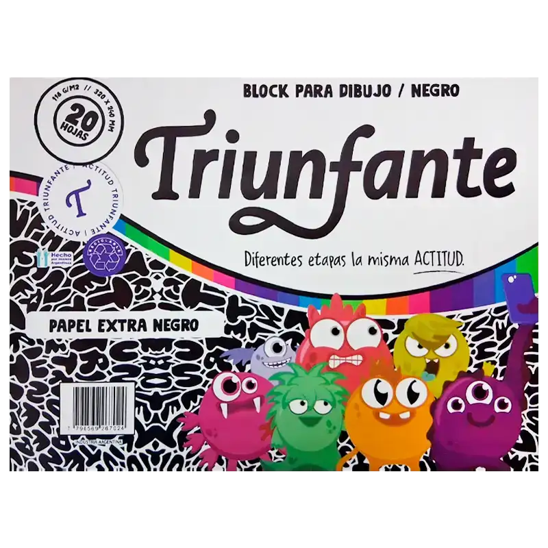 BLOCK DIBUJO 20H negro TRIUNFANTE