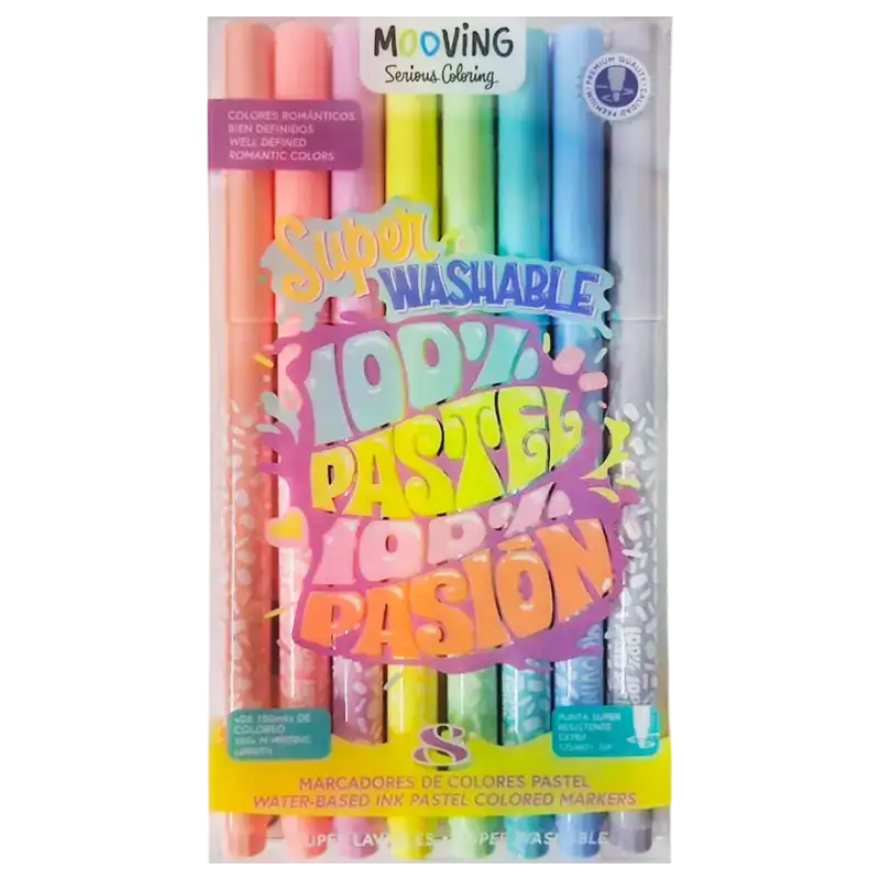 MARCADORES DE COLORES MOOVING PASTEL X8U