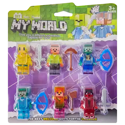MUNIECO MINECRAFT TIPO LEGO X6 VIOLETA
