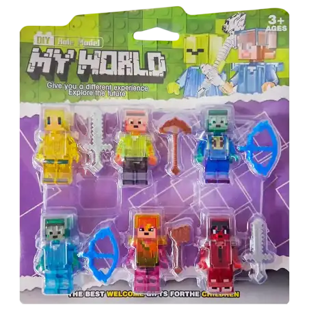 MUNIECO MINECRAFT TIPO LEGO X6 VIOLETA