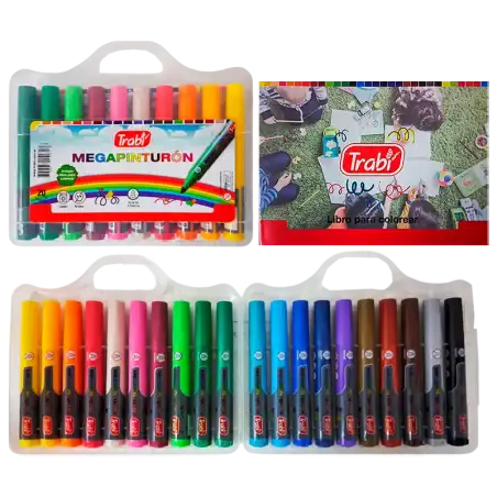 MARCADORES MEGA PINTURON X20 VALIJA TRABI