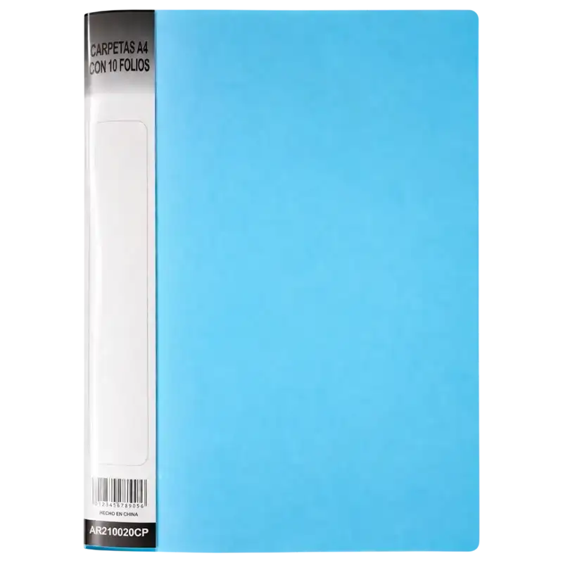CARPETA C/10 FOLIOS A4 CELESTE PASTEL