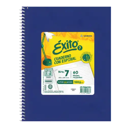 CUADERNO E7 COLEGIAL TAPA PP AZUL 60H CUAD EXITO