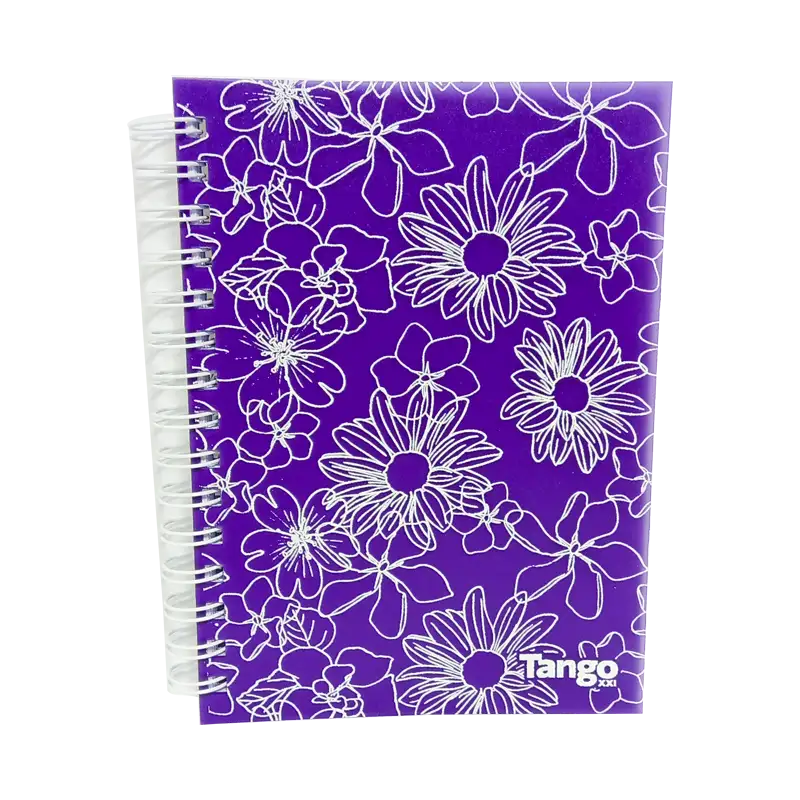 CUADERNO TANGO 16X21 120HJS RAYADAS ESPIRAL FLORES