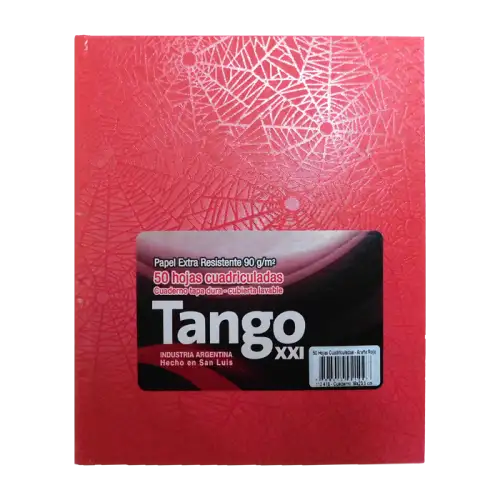 CUADERNO TANGO  19X23 50HJS CUADRICULADAS  ROJO