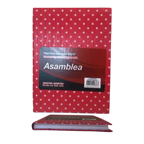 CUADERNO ASAMBLEA 16X21 98HJS RAYADAS LUNAR ROJO