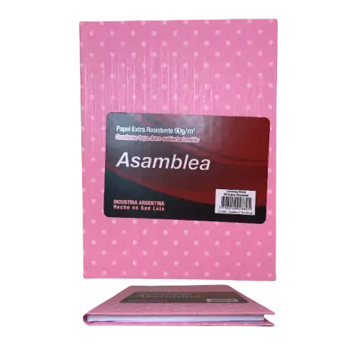 CUADERNO ASAMBLEA 16X21 50HJS RAYADAS LUNAR ROSA